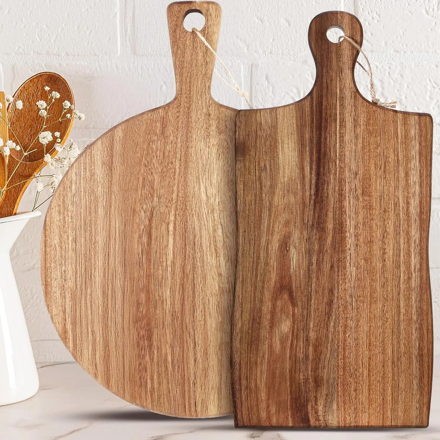 Hsei 2 Pcs Acacia Wood Cutting Boards Charcuterie Board