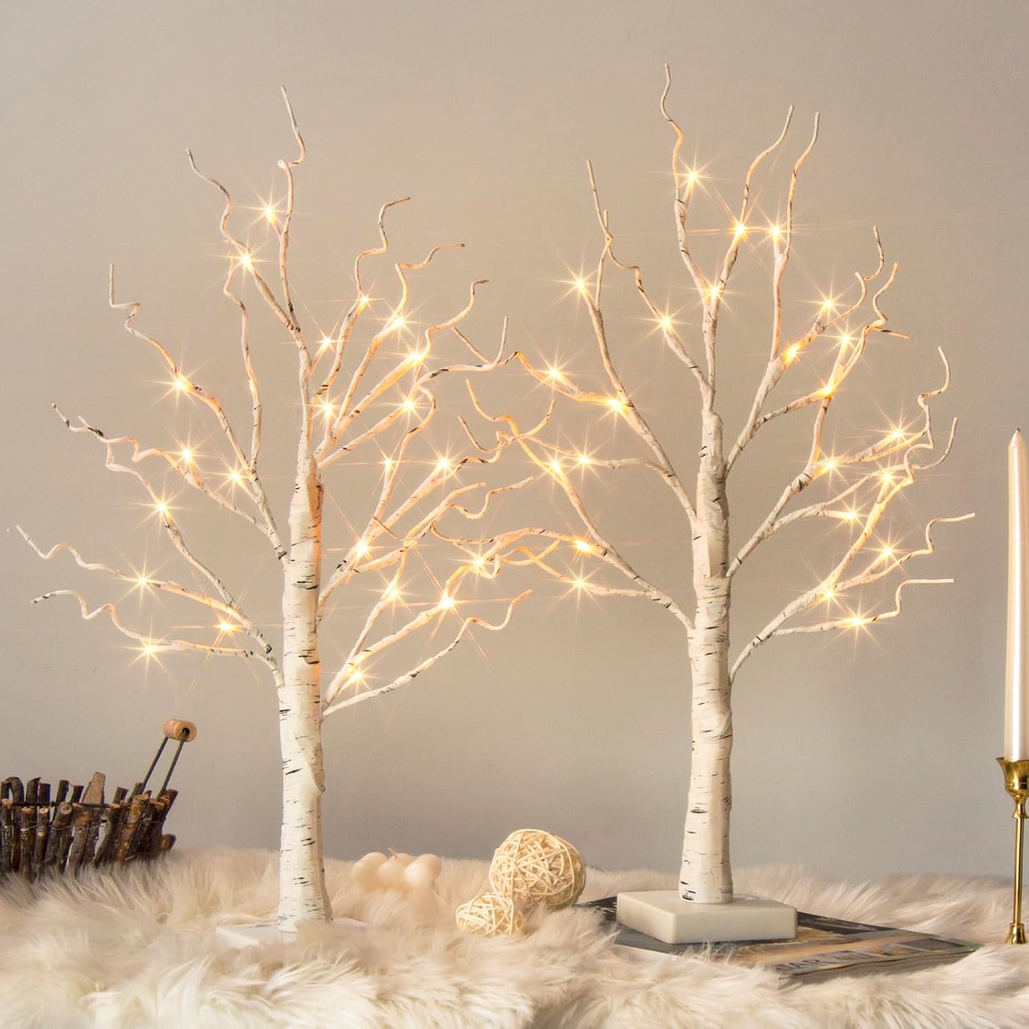 Vanthylit Lighted Birch Trees — Set of 2